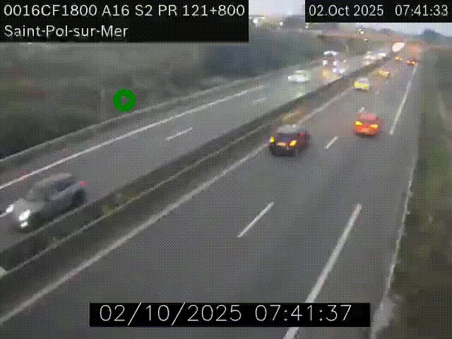 <h2>Webcam autoroute A16 à proximité de Dunkerque, à hauteur de la sortie Saint-Pol-sur-Mer. Vue orientée vers Calais</h2>