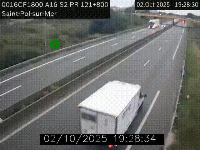<h2>Webcam autoroute A16 à proximité de Dunkerque, à hauteur de la sortie Saint-Pol-sur-Mer. Vue orientée vers Calais</h2>