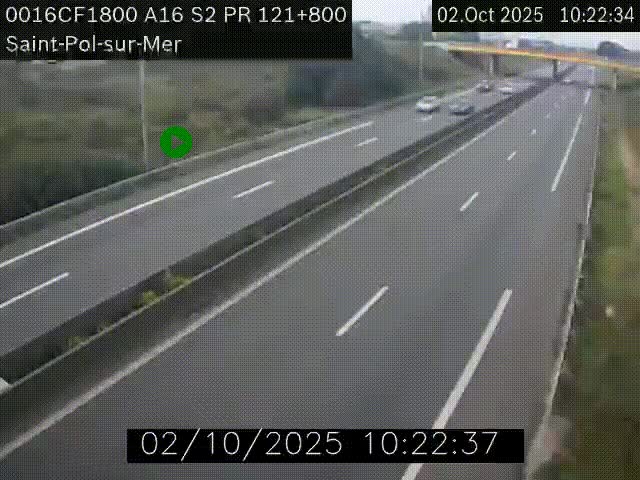 <h2>Webcam autoroute A16 à proximité de Dunkerque, à hauteur de la sortie Saint-Pol-sur-Mer. Vue orientée vers Calais</h2>