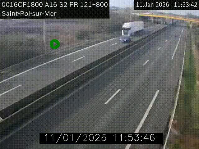 <h2>Webcam autoroute A16 à proximité de Dunkerque, à hauteur de la sortie Saint-Pol-sur-Mer. Vue orientée vers Calais</h2>