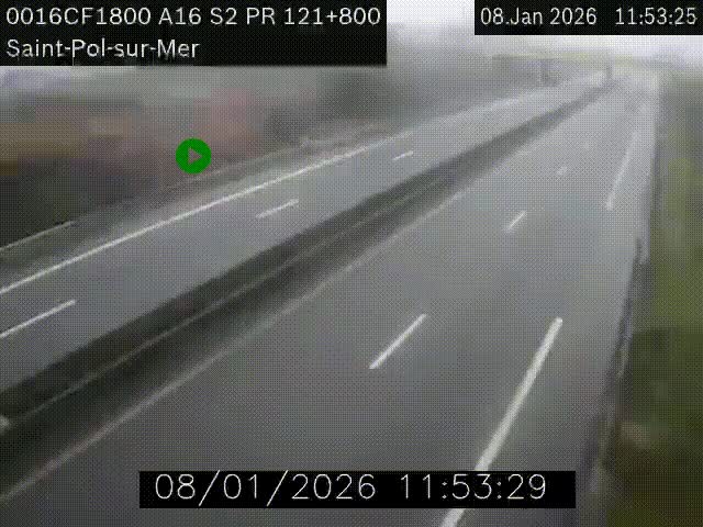 <h2>Webcam autoroute A16 à proximité de Dunkerque, à hauteur de la sortie Saint-Pol-sur-Mer. Vue orientée vers Calais</h2>