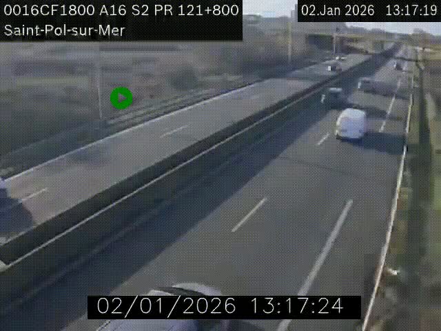 <h2>Webcam autoroute A16 à proximité de Dunkerque, à hauteur de la sortie Saint-Pol-sur-Mer. Vue orientée vers Calais</h2>
