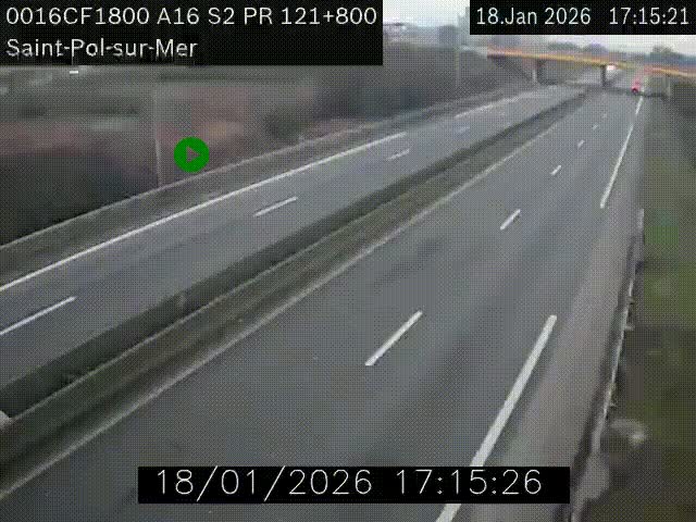 <h2>Webcam autoroute A16 à proximité de Dunkerque, à hauteur de la sortie Saint-Pol-sur-Mer. Vue orientée vers Calais</h2>