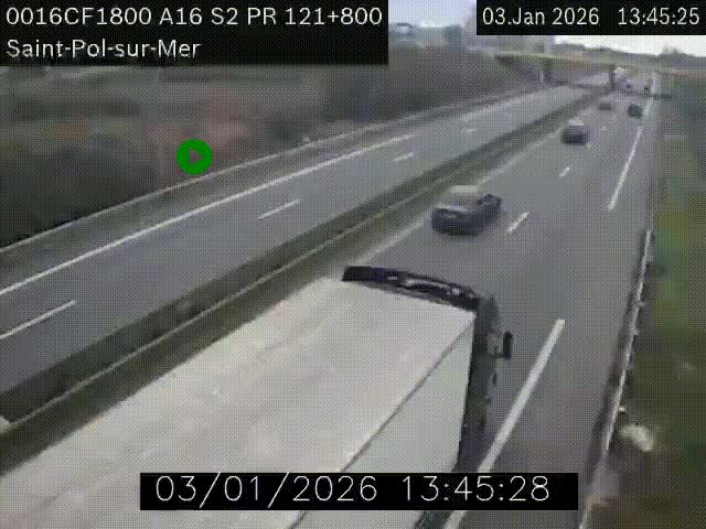 <h2>Webcam autoroute A16 à proximité de Dunkerque, à hauteur de la sortie Saint-Pol-sur-Mer. Vue orientée vers Calais</h2>