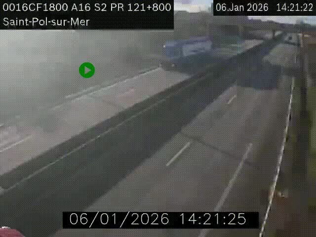 <h2>Webcam autoroute A16 à proximité de Dunkerque, à hauteur de la sortie Saint-Pol-sur-Mer. Vue orientée vers Calais</h2>