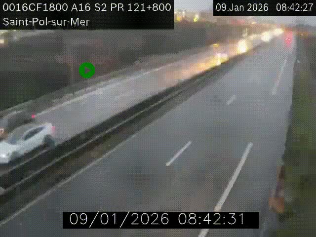 <h2>Webcam autoroute A16 à proximité de Dunkerque, à hauteur de la sortie Saint-Pol-sur-Mer. Vue orientée vers Calais</h2>