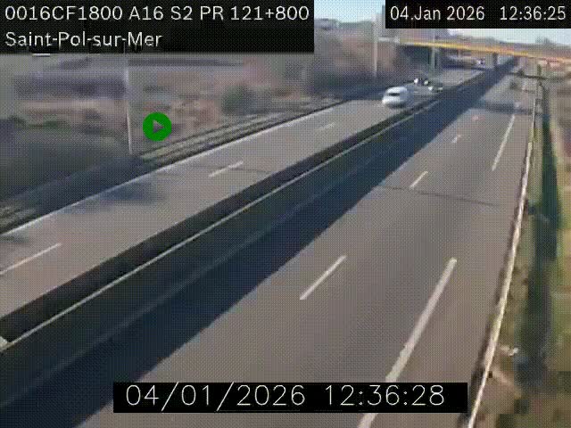 <h2>Webcam autoroute A16 à proximité de Dunkerque, à hauteur de la sortie Saint-Pol-sur-Mer. Vue orientée vers Calais</h2>