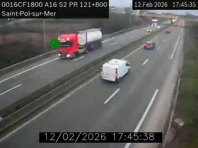 <h2>Webcam autoroute A16 à proximité de Dunkerque, à hauteur de la sortie Saint-Pol-sur-Mer. Vue orientée vers Calais</h2>