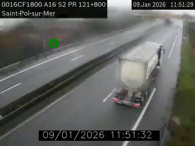 <h2>Webcam autoroute A16 à proximité de Dunkerque, à hauteur de la sortie Saint-Pol-sur-Mer. Vue orientée vers Calais</h2>