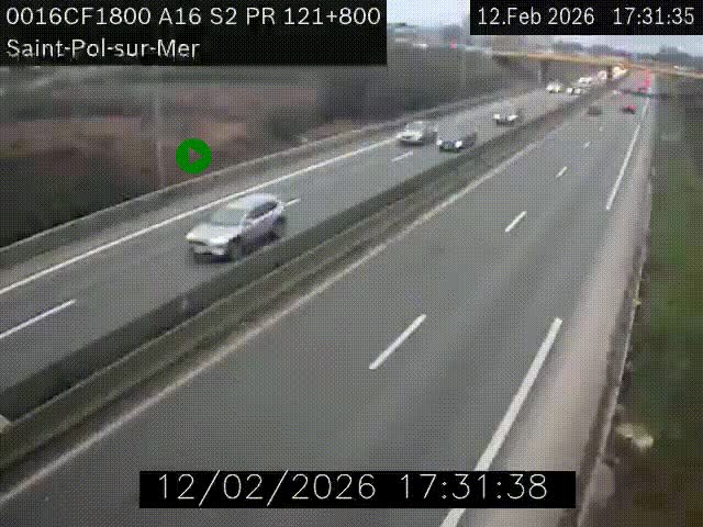 <h2>Webcam autoroute A16 à proximité de Dunkerque, à hauteur de la sortie Saint-Pol-sur-Mer. Vue orientée vers Calais</h2>