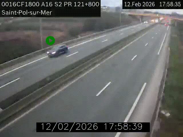<h2>Webcam autoroute A16 à proximité de Dunkerque, à hauteur de la sortie Saint-Pol-sur-Mer. Vue orientée vers Calais</h2>