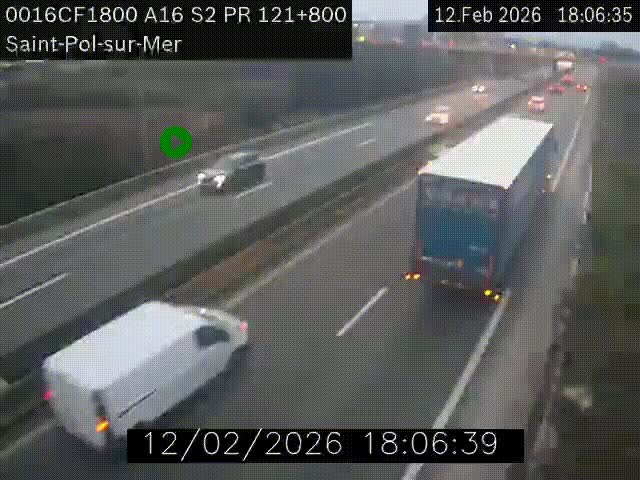 <h2>Webcam autoroute A16 à proximité de Dunkerque, à hauteur de la sortie Saint-Pol-sur-Mer. Vue orientée vers Calais</h2>