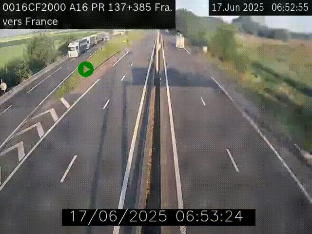 Webcam à la frontière franco-belge au niveau de Bray-Dunes/De-Panne sur l'autoroute A16. Vue orientée vers la Belgique