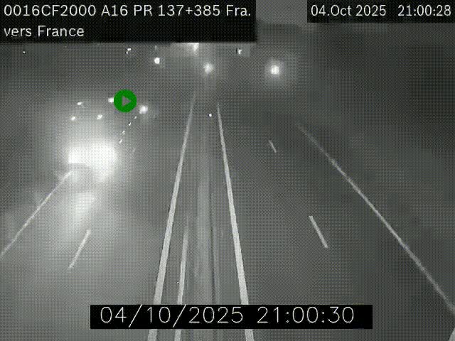 <h2>Webcam à la frontière franco-belge au niveau de Bray-Dunes/De-Panne sur l'autoroute A16. Vue orientée vers Calais</h2>