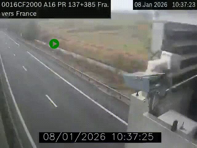 <h2>Webcam à la frontière franco-belge au niveau de Bray-Dunes/De-Panne sur l'autoroute A16. Vue orientée vers Calais</h2>