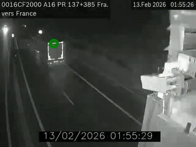 <h2>Webcam à la frontière franco-belge au niveau de Bray-Dunes/De-Panne sur l'autoroute A16. Vue orientée vers Calais</h2>