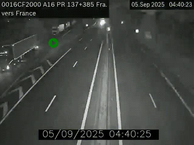 <h2>Webcam à la frontière franco-belge au niveau de Bray-Dunes/De-Panne sur l'autoroute A16. Vue orientée vers Calais</h2>