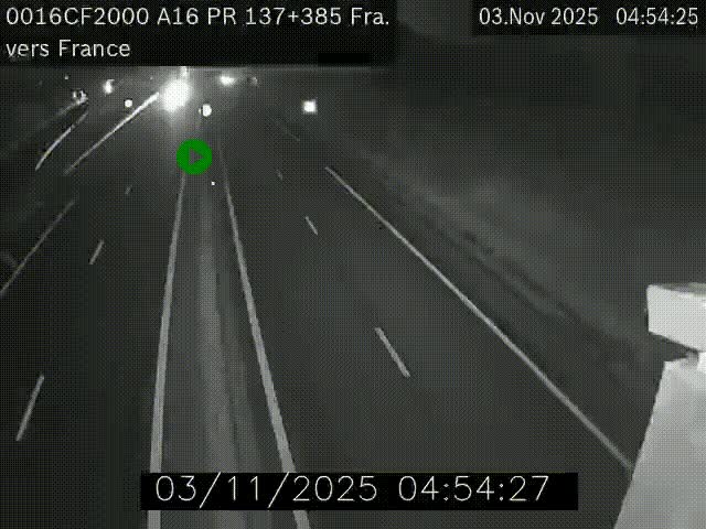 <h2>Webcam à la frontière franco-belge au niveau de Bray-Dunes/De-Panne sur l'autoroute A16. Vue orientée vers Calais</h2>