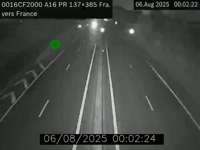 <h2>Webcam à la frontière franco-belge au niveau de Bray-Dunes/De-Panne sur l'autoroute A16. Vue orientée vers Calais</h2>