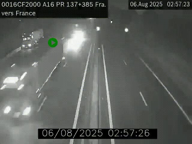 <h2>Webcam à la frontière franco-belge au niveau de Bray-Dunes/De-Panne sur l'autoroute A16. Vue orientée vers Calais</h2>
