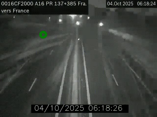 <h2>Webcam à la frontière franco-belge au niveau de Bray-Dunes/De-Panne sur l'autoroute A16. Vue orientée vers Calais</h2>