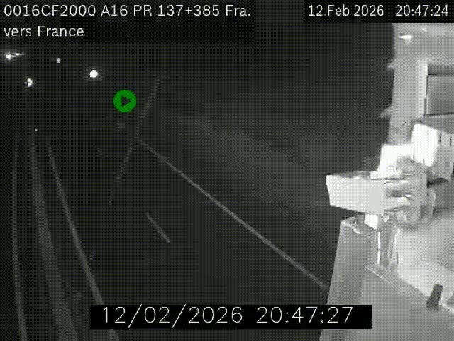 <h2>Webcam à la frontière franco-belge au niveau de Bray-Dunes/De-Panne sur l'autoroute A16. Vue orientée vers Calais</h2>