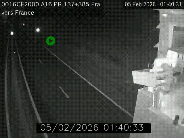 <h2>Webcam à la frontière franco-belge au niveau de Bray-Dunes/De-Panne sur l'autoroute A16. Vue orientée vers Calais</h2>