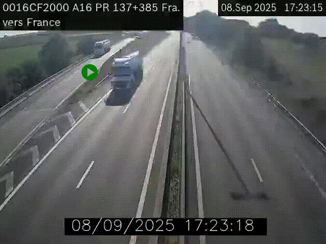 <h2>Webcam à la frontière franco-belge au niveau de Bray-Dunes/De-Panne sur l'autoroute A16. Vue orientée vers Calais</h2>