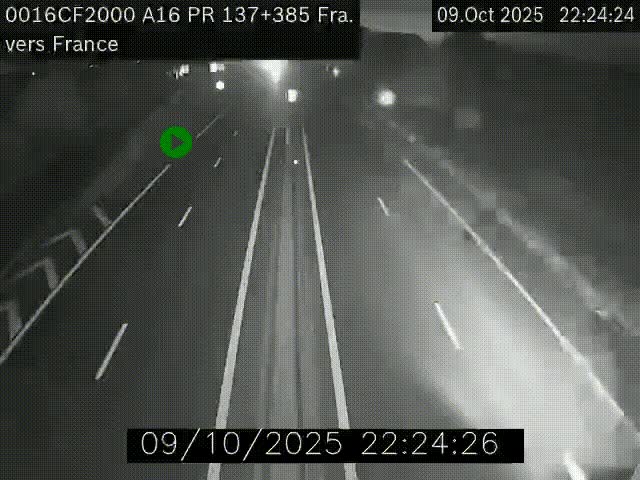 <h2>Webcam à la frontière franco-belge au niveau de Bray-Dunes/De-Panne sur l'autoroute A16. Vue orientée vers Calais</h2>
