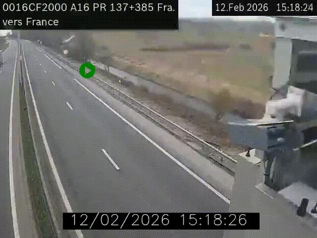 <h2>Webcam à la frontière franco-belge au niveau de Bray-Dunes/De-Panne sur l'autoroute A16. Vue orientée vers Calais</h2>