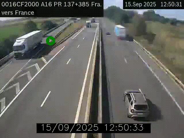 <h2>Webcam à la frontière franco-belge au niveau de Bray-Dunes/De-Panne sur l'autoroute A16. Vue orientée vers Calais</h2>