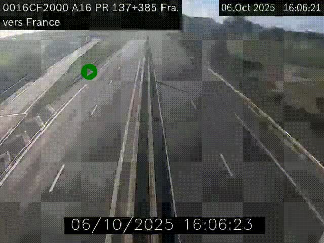 <h2>Webcam à la frontière franco-belge au niveau de Bray-Dunes/De-Panne sur l'autoroute A16. Vue orientée vers Calais</h2>