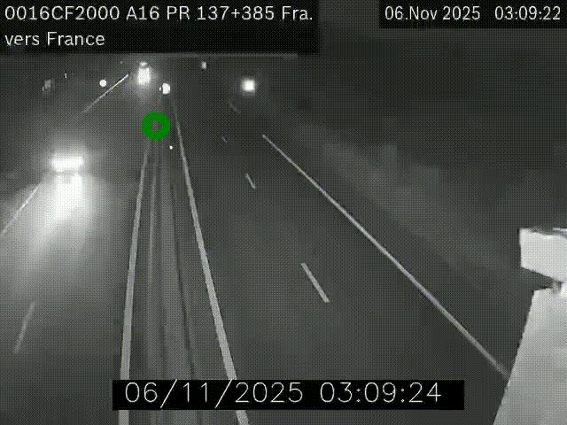 <h2>Webcam à la frontière franco-belge au niveau de Bray-Dunes/De-Panne sur l'autoroute A16. Vue orientée vers Calais</h2>