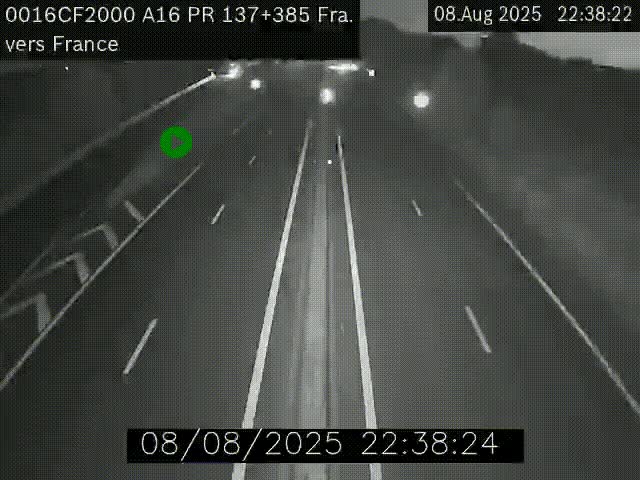 <h2>Webcam à la frontière franco-belge au niveau de Bray-Dunes/De-Panne sur l'autoroute A16. Vue orientée vers Calais</h2>