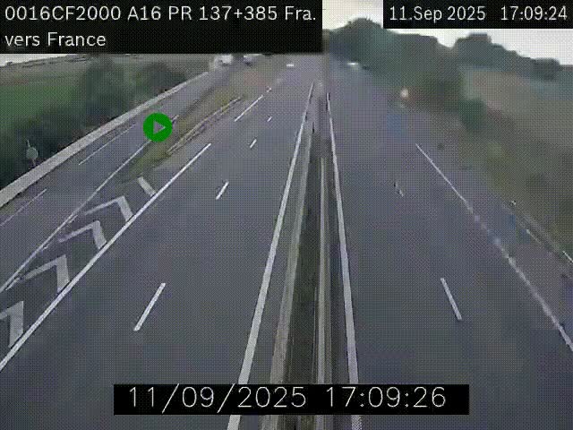<h2>Webcam à la frontière franco-belge au niveau de Bray-Dunes/De-Panne sur l'autoroute A16. Vue orientée vers Calais</h2>