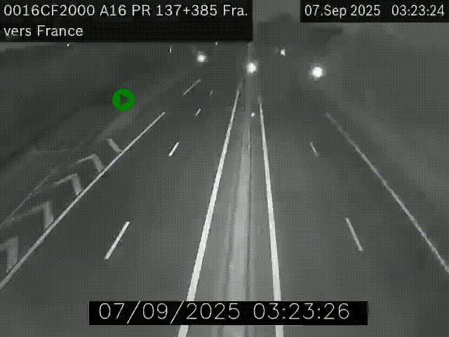 <h2>Webcam à la frontière franco-belge au niveau de Bray-Dunes/De-Panne sur l'autoroute A16. Vue orientée vers Calais</h2>