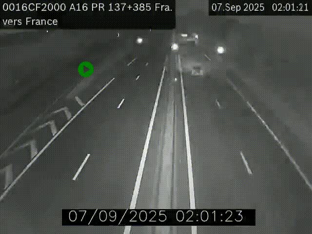 <h2>Webcam à la frontière franco-belge au niveau de Bray-Dunes/De-Panne sur l'autoroute A16. Vue orientée vers Calais</h2>