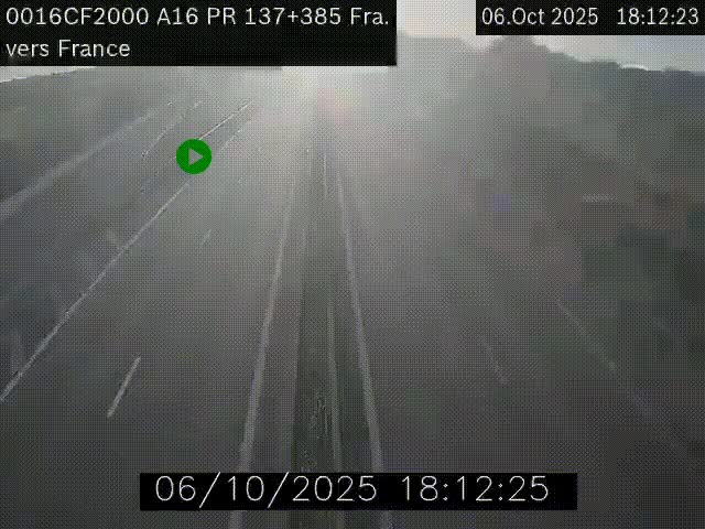 <h2>Webcam à la frontière franco-belge au niveau de Bray-Dunes/De-Panne sur l'autoroute A16. Vue orientée vers Calais</h2>