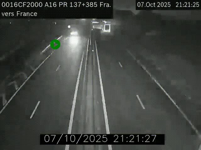 <h2>Webcam à la frontière franco-belge au niveau de Bray-Dunes/De-Panne sur l'autoroute A16. Vue orientée vers Calais</h2>