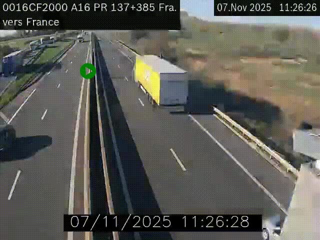 <h2>Webcam à la frontière franco-belge au niveau de Bray-Dunes/De-Panne sur l'autoroute A16. Vue orientée vers Calais</h2>