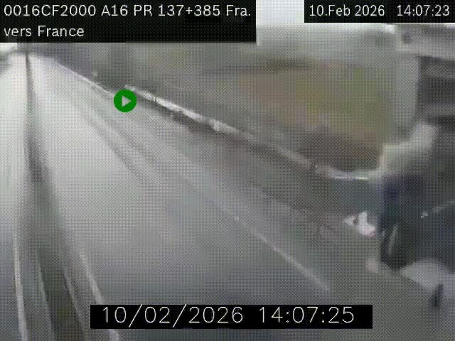 <h2>Webcam à la frontière franco-belge au niveau de Bray-Dunes/De-Panne sur l'autoroute A16. Vue orientée vers Calais</h2>