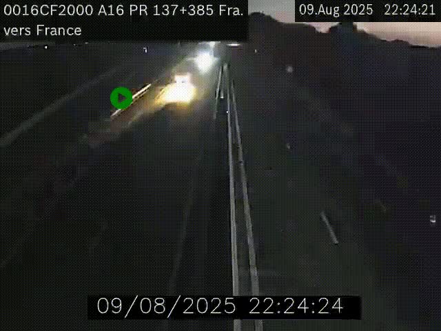 <h2>Webcam à la frontière franco-belge au niveau de Bray-Dunes/De-Panne sur l'autoroute A16. Vue orientée vers Calais</h2>