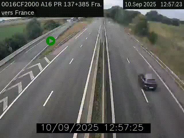 <h2>Webcam à la frontière franco-belge au niveau de Bray-Dunes/De-Panne sur l'autoroute A16. Vue orientée vers Calais</h2>