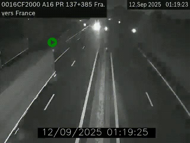<h2>Webcam à la frontière franco-belge au niveau de Bray-Dunes/De-Panne sur l'autoroute A16. Vue orientée vers Calais</h2>