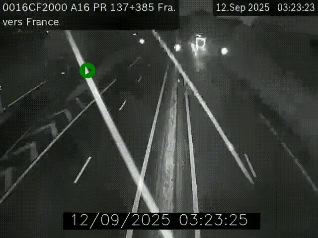 <h2>Webcam à la frontière franco-belge au niveau de Bray-Dunes/De-Panne sur l'autoroute A16. Vue orientée vers Calais</h2>