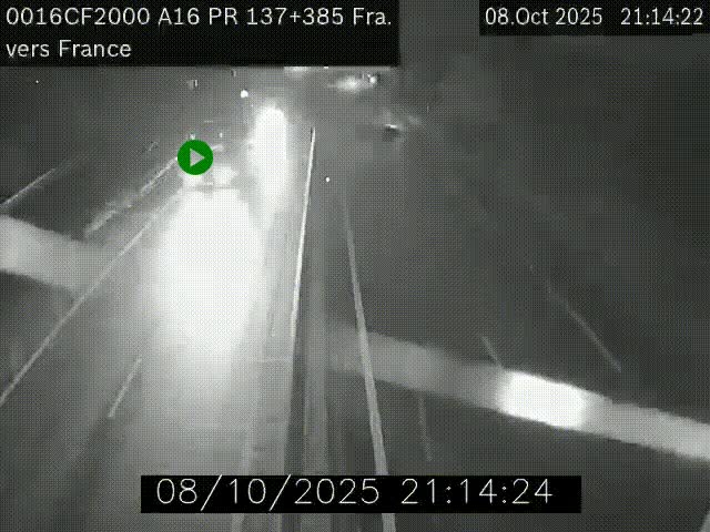 <h2>Webcam à la frontière franco-belge au niveau de Bray-Dunes/De-Panne sur l'autoroute A16. Vue orientée vers Calais</h2>