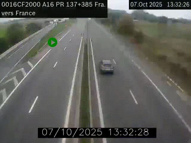 <h2>Webcam à la frontière franco-belge au niveau de Bray-Dunes/De-Panne sur l'autoroute A16. Vue orientée vers Calais</h2>