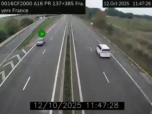 <h2>Webcam à la frontière franco-belge au niveau de Bray-Dunes/De-Panne sur l'autoroute A16. Vue orientée vers Calais</h2>