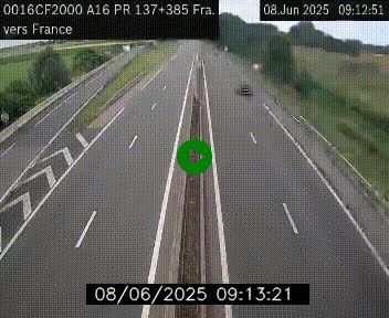 <h2>Webcam à la frontière franco-belge au niveau de Bray-Dunes/De-Panne sur l'autoroute A16. Vue orientée vers Calais</h2>