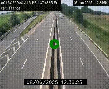 <h2>Webcam à la frontière franco-belge au niveau de Bray-Dunes/De-Panne sur l'autoroute A16. Vue orientée vers Calais</h2>